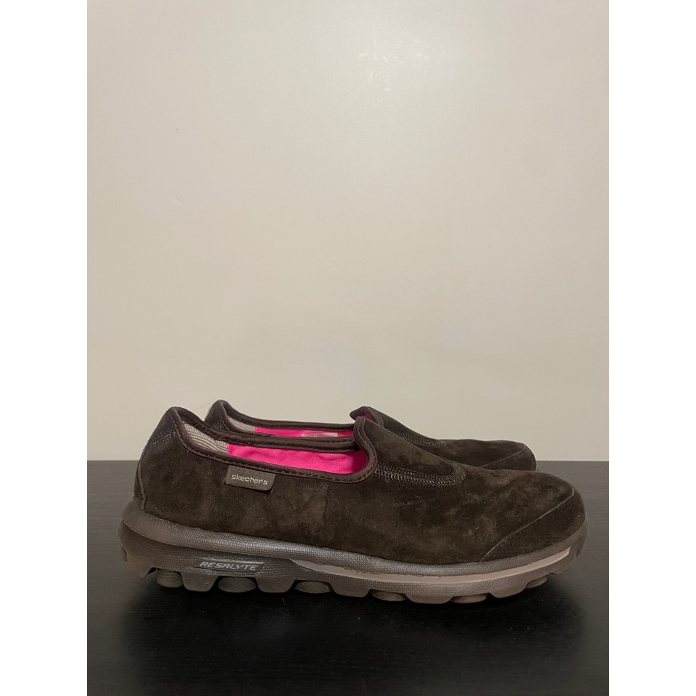 Skechers GOwalk Brown Suede Slip On Walking Shoes Womens 7.5